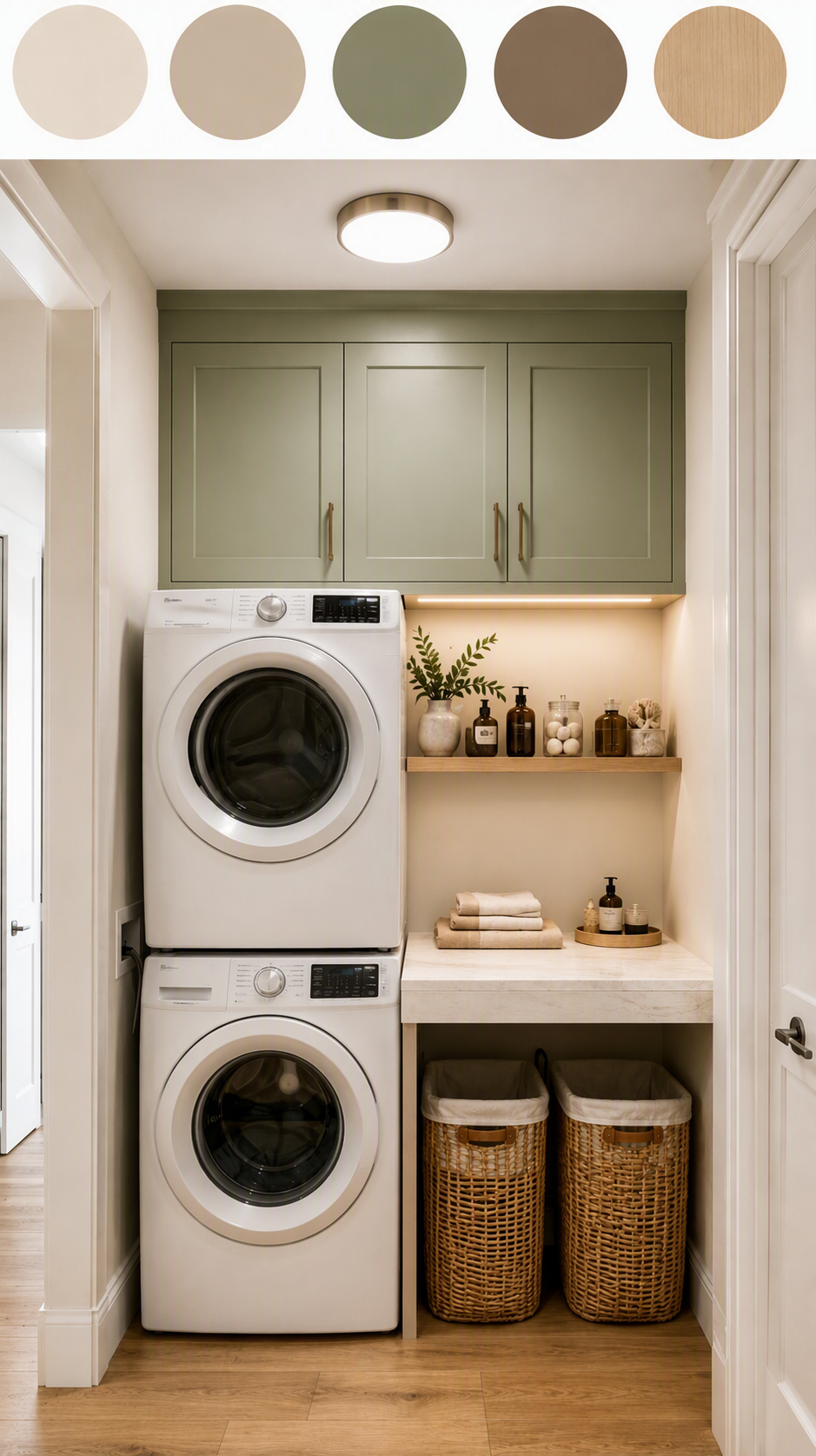 laundry room flooring ideas — enough floor area visible to judge tone, pattern and relationship to cabinets/appliances