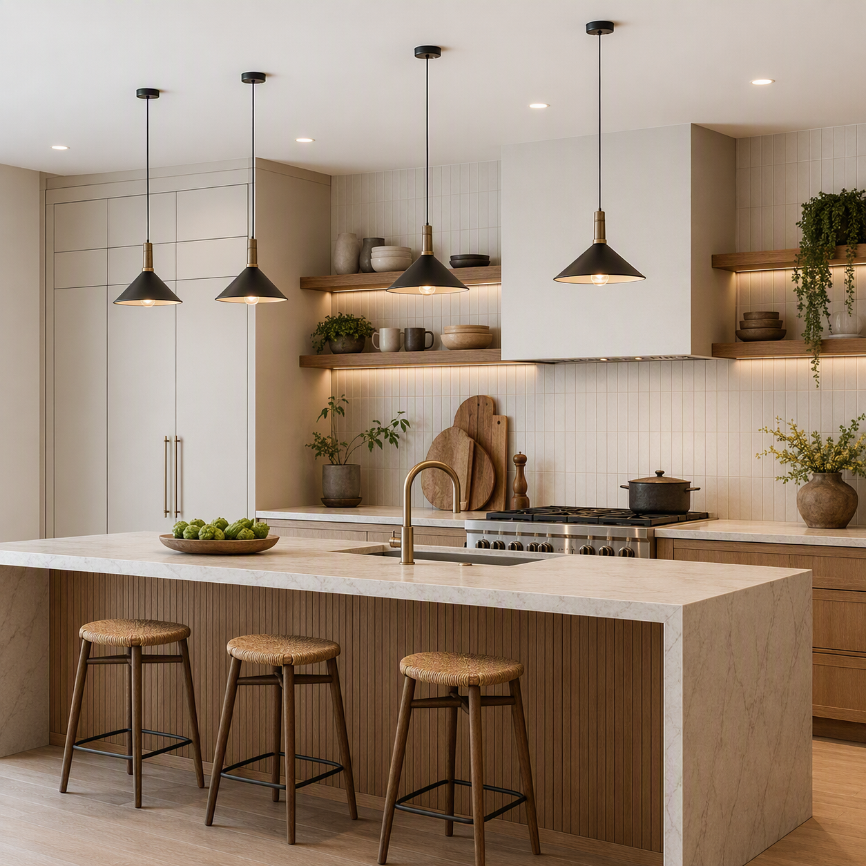 kitchen color ideas — whole kitchens where cabinet, wall, counter and backsplash colors are easy to compare together
