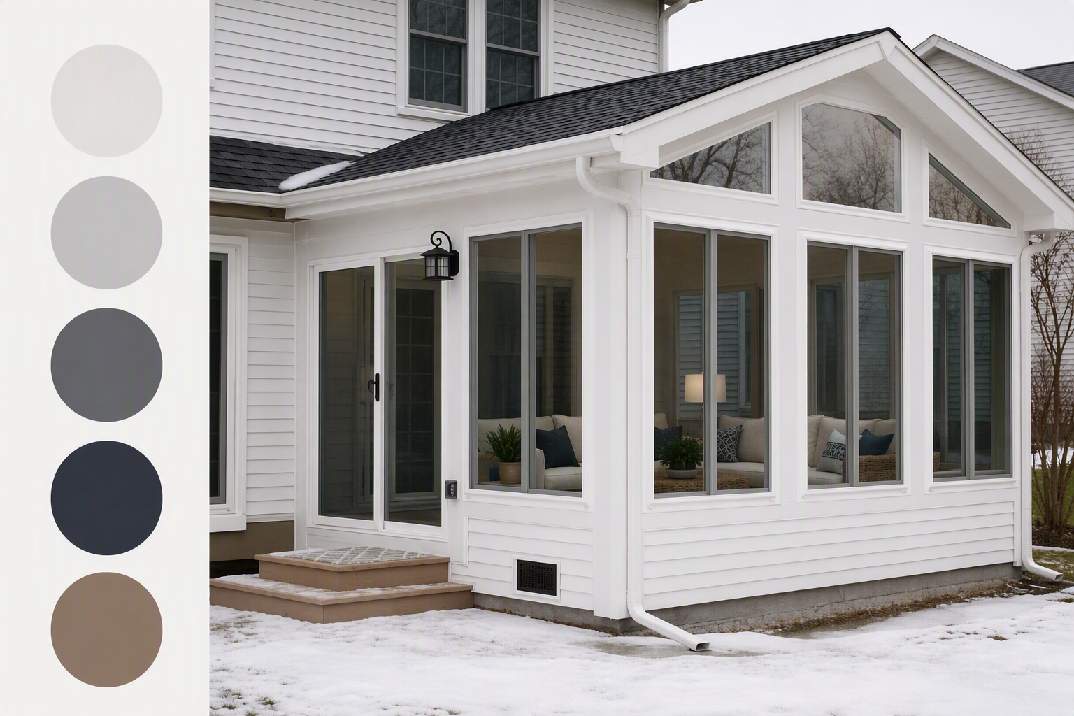 modern white house with a covered porch