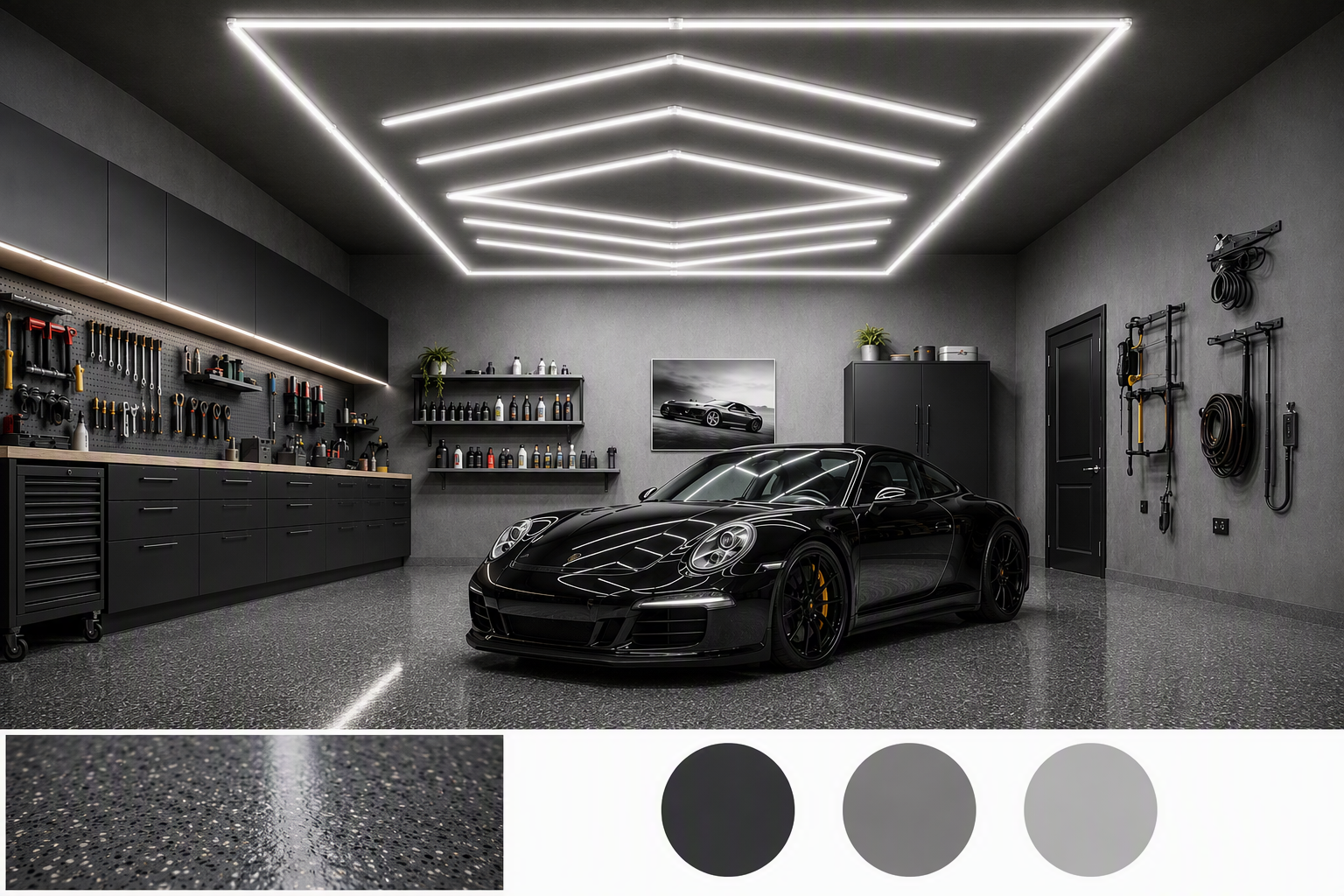 garage ceiling ideas — garage ceiling structure or finish clearly visible across a meaningful part of the image